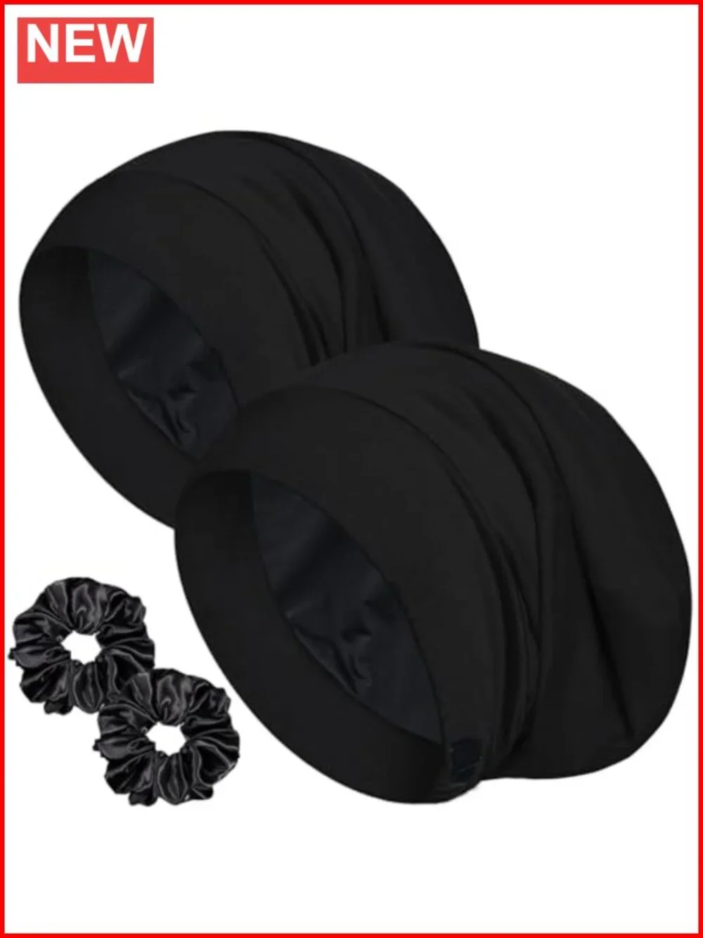 Adjustable Cooling Ice Silk Lined Hair Bonnet for Sleeping, Curly Braids Beanie